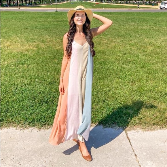 Pink Lily Pants - Color blocked summer spring jumpsuit